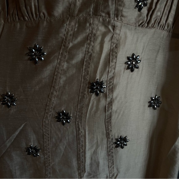 H&M Edition Dark Tan Sheer Embellished Slip Dress - Picture 4 of 15
